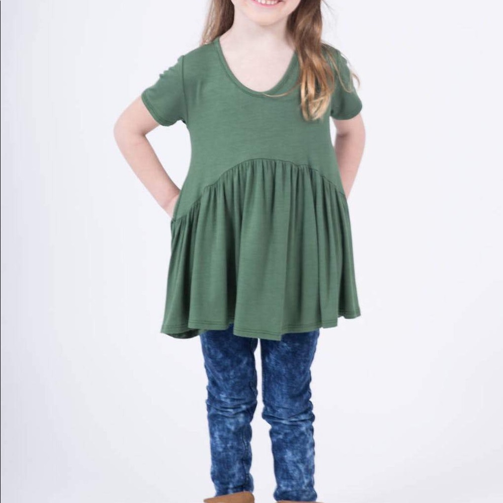 Agnes & Dora Kid Muse Top Olive Soft Knit Tee